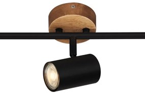 Faretto decorativo senza fonte luminosa 3 luci Wood&Style nero - base legno GU10