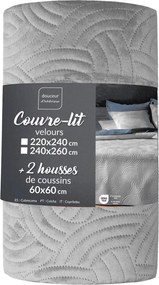 Set con copriletto e federa grigio in velluto 240x260 cm Solange – douceur d'intérieur