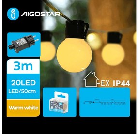 Aigostar - Catena decorativa da esterno LED 20xLED/3m IP44 bianco caldo