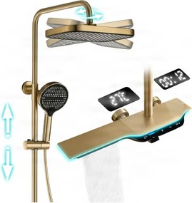 Pannello doccia termostatico ELITE EDITION BSE1420 a vista con schermo LED, getto a cascata e più finiture — Grigio gunmetal
