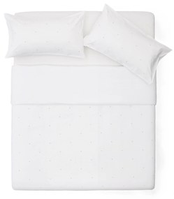 Kave Home - Set Sontag copripiumino e federa di cotone percalle bianco con ricamo per letto 180 cm