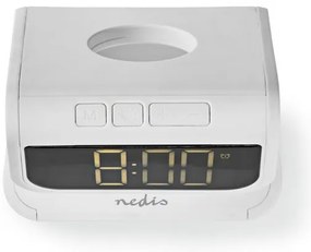 Nedis WCACQ10W1WT - LED RGB Orologio a sveglia con caricatore wireless LED/10W/5V bianco