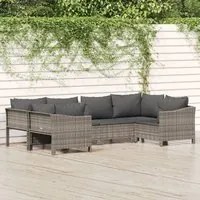 Set Divani da Giardino 6 pz con Cuscini in Polyrattan Grigiocod mxl 76650