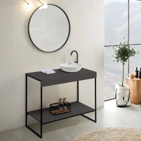 Mobile da bagno a terra L 120 x H 81.5 x P 46.5 cm grafite laccato opaco, Alec