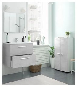 Mobile bagno sospeso 80 cm con lavabo e specchio color cemento - Aruba 99134