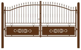 Cancello Lavaredo in ferro, apertura centrale, L 408.5 x 195 cm, di colore ruggine