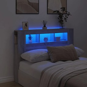 Testiera Led Grigio Sonoma 140x18,5x103,5 Cm Legno Multistrato /