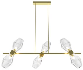 Lampadario Contemporaneo Coctail Time Metallo Oro 6 Luci Diffusori Lineare