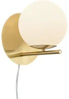 Applique Parete Interno E14 4W Ottone Sfera Bianca Pure GD Trio