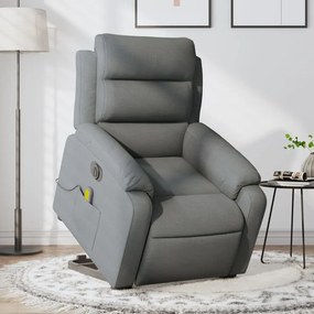 Poltrona Alzapersona Massaggi Elettrica Grigio Scuro Tessuto /