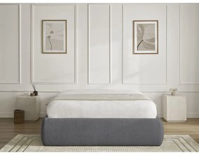 Letto matrimoniale imbottito grigio scuro con contenitore/senza testiera con rete inclusa 160x200 cm Inera – Bobochic Paris