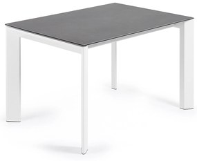 Kave Home - Tavolo allungabile Axis porcellanato Vulcano Roca gambe grigie acciaio bianche 120 (180)cm