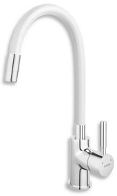 FERRO - Rubinetto per lavello con braccio flessible cromo lucido/bianco