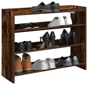 Scarpiera Rovere Fumo 80x25x62 Cm İn Legno Multistrato /