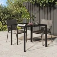 Tavolo Giardino 90x90x75 cm Vetro Temperato e Polyrattan Nero 316699