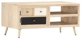 Tavolino Da Salotto 90x45x40 Cm İn Legno Massello Di Mango /