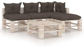 Set divani da giardino pallet 5 pz con cuscini in legno di pino