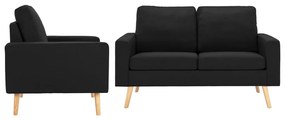 Set Divani 2 Pz İn Tessuto Nero /