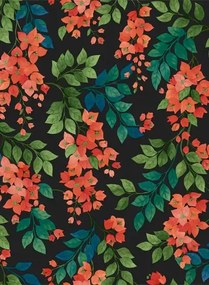 Cole & Son Carta da parati Bougainvillea - Rouge on Charcoal