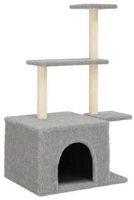 Albero per gatti con tiragraffi in sisal grigio chiaro 110 cm