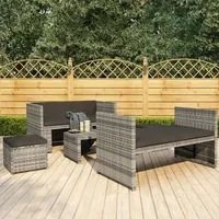 Set Divani da Giardino 5 pz con Cuscini in Polyrattan Grigio 48134