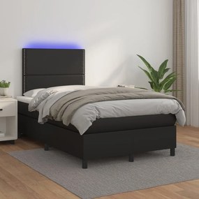 Letto a molle con materasso e led nero 120x190 cm in similpelle