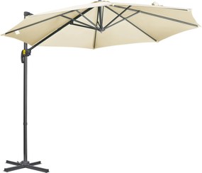 Ombrellone da Giardino Decentrato Ø294x248 cm in Alluminio Acciaio e Poliestere Bianco Crema...
