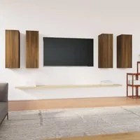 Mobili TV 4 pz Rovere Marrone 30,5x30x90 cm Legno Multistrato 3120331