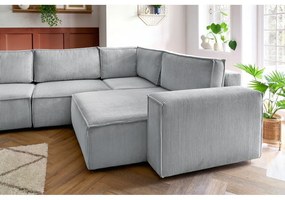 Divano angolare in velluto a coste grigio chiaro, angolo destro Nihad modular - Bobochic Paris