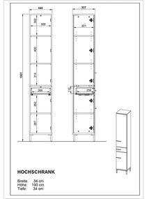 Mobile bagno alto grigio scuro in rovere 34x34 cm Yonkers - Germania