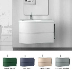 Mobile bagno sospeso 90 cm Melody bianco opaco con vasca a sinistra