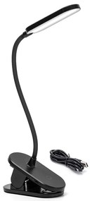 Aigostar - LED Lampada da tavolo ricaricabile dimmerabile con clip LED/2,5W/5V nero