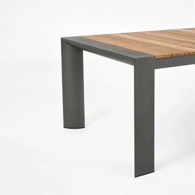 Tavolo Da Esterno In Alluminio Piano In Teak Allungabile 100x228/294 Cm Cameron Antracite Bizzotto