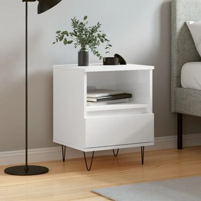 Comodino Bianco Lucido 40x35x50 Cm İn Legno Multistrato /