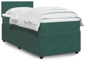Giroletto A Molle Con Materasso Verde Scuro 80x200 Cm Velluto /