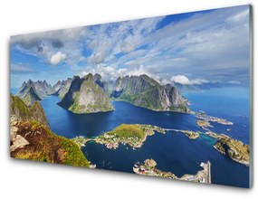 Quadro di vetro Montagne Mare Baia Paesaggio 100x50 cm