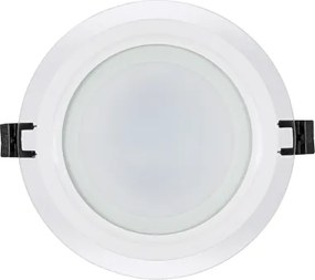 Pannello LED Rotondo da incasso 12W Foro Ø120mm IP44 in Vetro Colore Bianco Naturale 4.200K