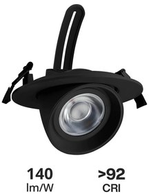 Faro LED da Incasso 44W Orientabile Rotondo Foro Ø160mm Nero Philips Certadrive 140lm/W Colore Bianco Naturale 4.000K