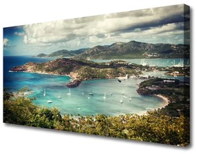 Quadro su tela Paesaggio della baia della barca 100x50 cm