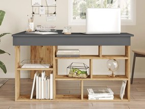 Scrivania angolare con scomparti Antracite e Naturale - LILEUL
