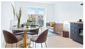 Tavolo da pranzo rotondo con piano in marmo ø 110 cm Bolzano - House Nordic