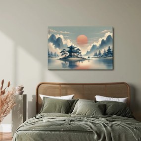 Quadro su tela – Tempio giapponese e lago