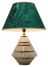 Lampada da tavolo HIKARI 30 in marmo statuario con paralume in seta