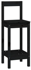 Set da bar 5 pz nero in legno massello di pino