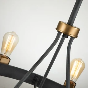 Lampadario Industrial Nordico Silas Acciaio Zinco Antico Ottone 8 Luci E27