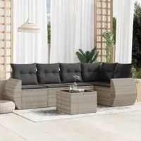 Set Divano da Giardino 6pz con Cuscini Grigio Chiaro Polyrattan 3253679