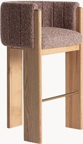 Sedia da bancone in legno di quercia e bouclé Sernier