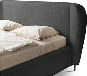 Letto matrimoniale imbottito grigio scuro con rete inclusa 180x200 cm Makana – Makamii
