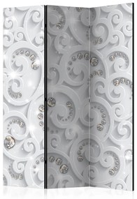 Paravento Lussuoso splendore (3 parti) - ornamenti bianchi con cristalli
