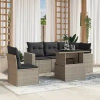 Set Divano da Giardino 6pz con Cuscini Grigio Chiaro Polyrattan 3267282